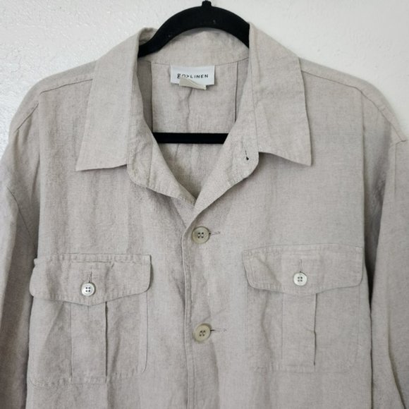 GO Linen Belted Tunic Button Up XL Heathered Oat 100% Linen - Picture 5 of 10